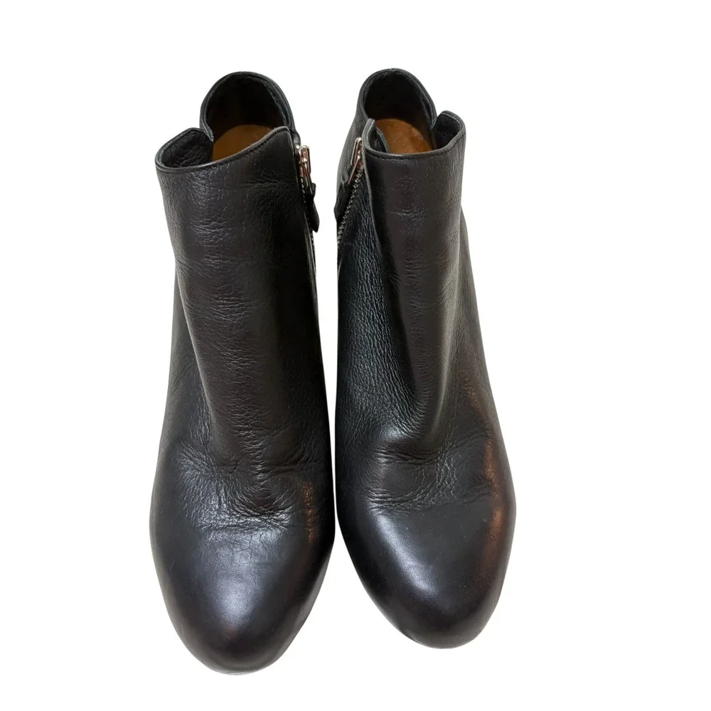 See by Chloe Black Leather Side Zip Heeled Ankle Booties -‎ EU39.5 ~US9